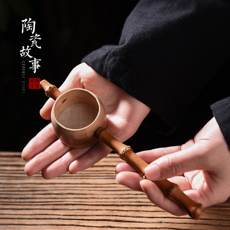 Ceramic stories) creative superfine tea filter an artifact integrated manual tea strainer Japanese bamboo tea net