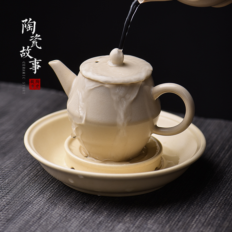 The Story of pottery and porcelain ceramic teapot one single pot with the sketch pot set with kung fu tea set soda ash glaze teapot