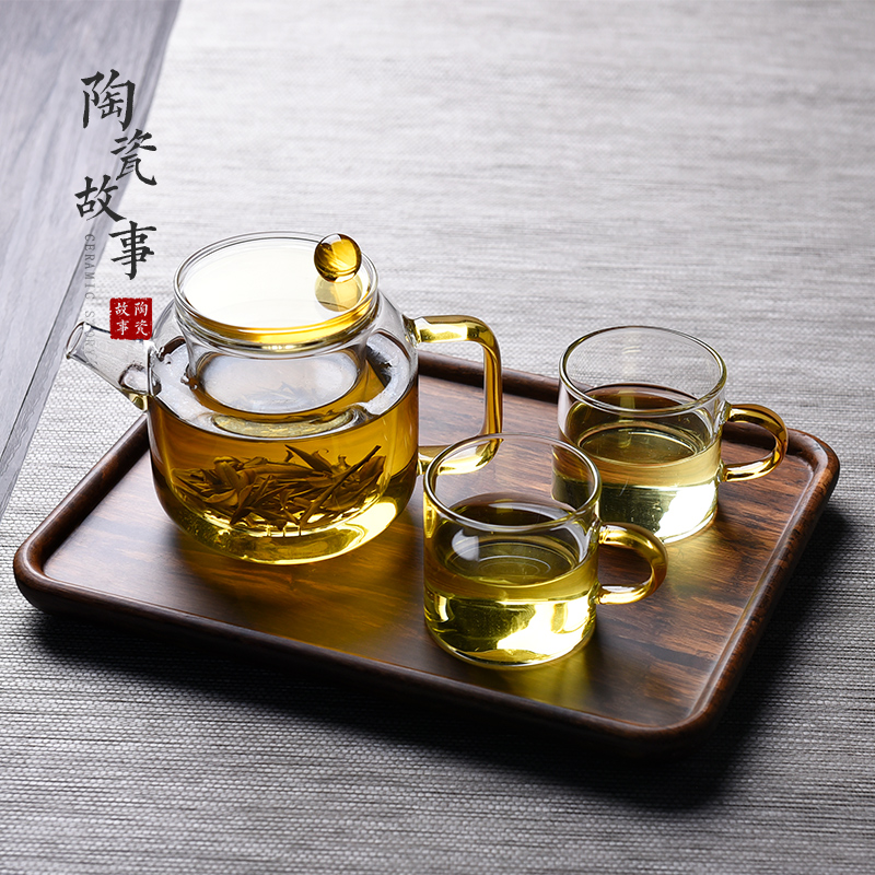 Ceramic story glass teapot high - temperature thickening filtering separation of tea, green tea teapot household utensils suits for