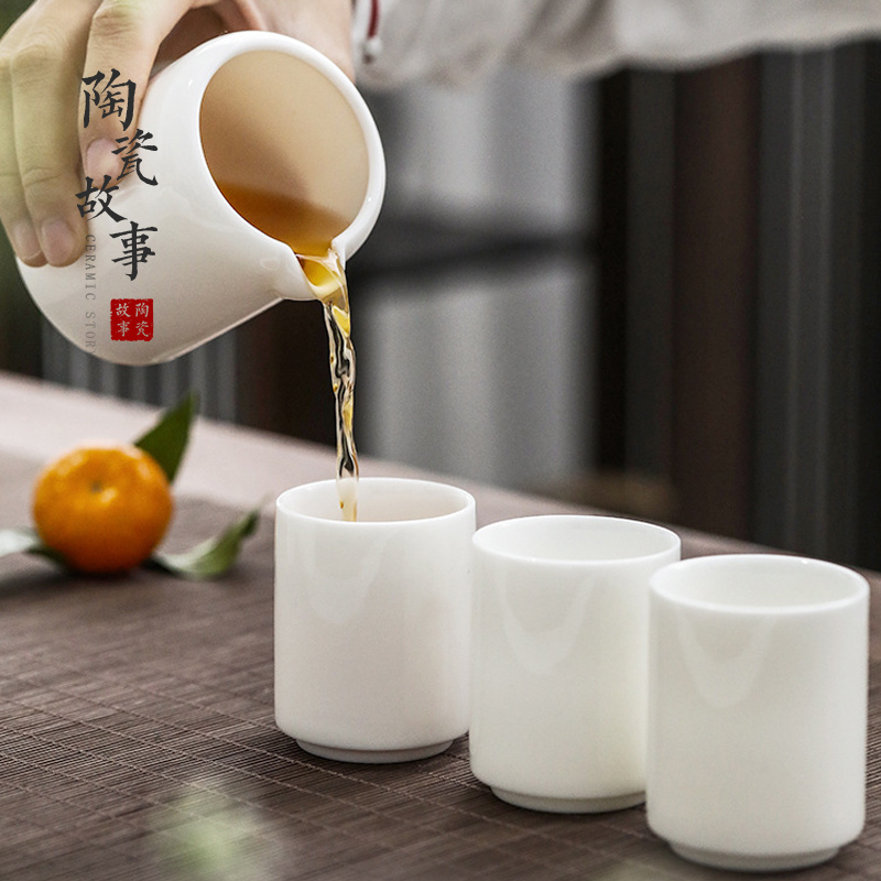 White porcelain ceramic story suet jade suit household gift teapot teacup of a complete set of kung fu tea set gift boxes