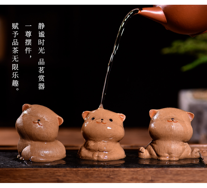 Japanese ceramic furnishing articles pet boutique story tea to keep tea tea set decoration accessories play cat tea table decoration