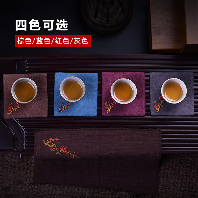 The Story of pottery and porcelain cup mat square cup holder pad insulation pad kung fu tea tea accessories tea zero package mail