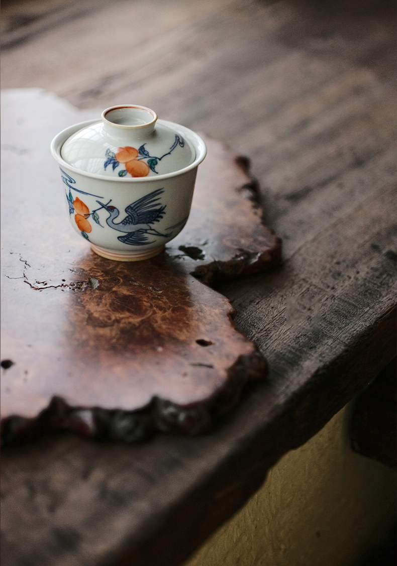 High - end checking hand - made ceramic story town tureen three blue and white color bucket crane tureen only single life of tureen