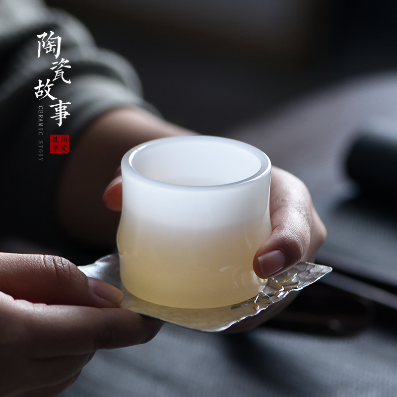 The Sample tea cup white porcelain ceramic story jade porcelain cup bamboo cup single cup small masters cup coloured glaze kung fu tea cups