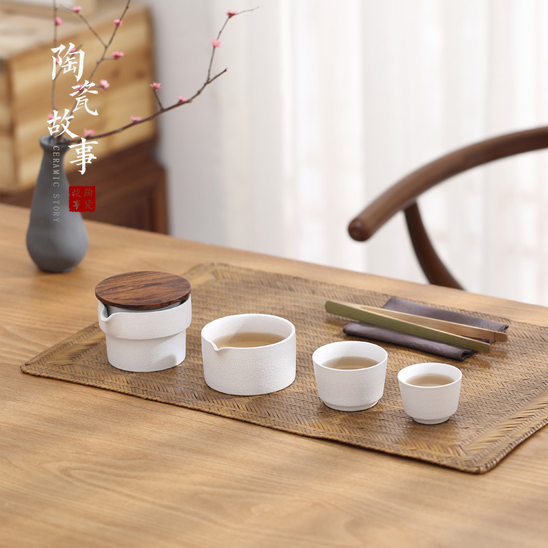 Ceramic story travel kung fu tea set small suit to crack a cup of black tea a pot of two cups of portable package type
