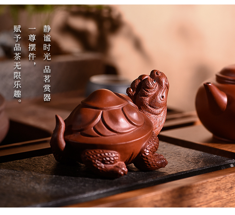 Ceramic purple Japanese story furnishing articles pet boutique tea can keep tea tea accessories decorative tea play little dragon turtle