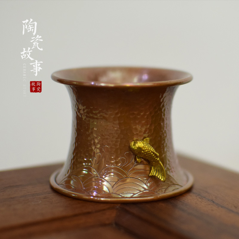 Ceramic story pure copper copper) filter tea strainer creative Japanese zen kung fu tea accessories