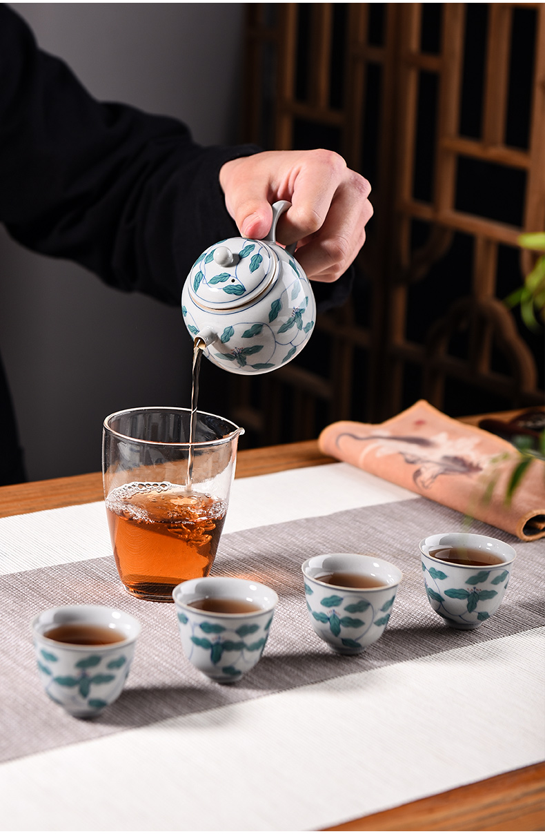 Ceramic story kung fu tea set suit household light cup high - grade key-2 luxury office receives a visitor small Chinese teapot