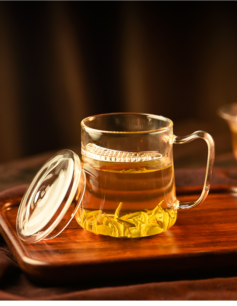 Glass ceramic stories crescent) thickening integrative heat separation tea tea fair keller cup tea ware