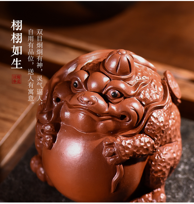 Ceramic purple Japanese story furnishing articles pet boutique tea can keep tea tea accessories decorative tea play little golden toad