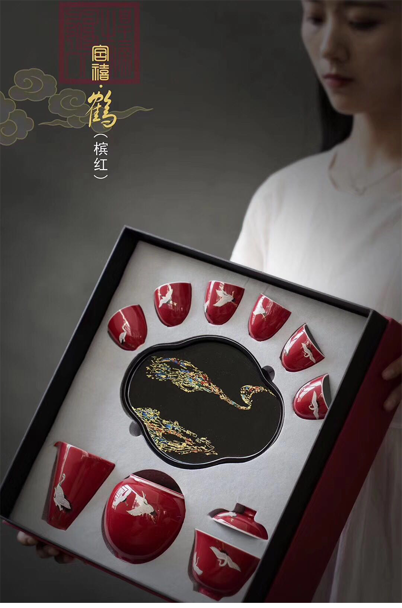 Story of kung fu tea set suit high - end gift box gift jingdezhen ceramic hand - made tureen cups sample tea cup