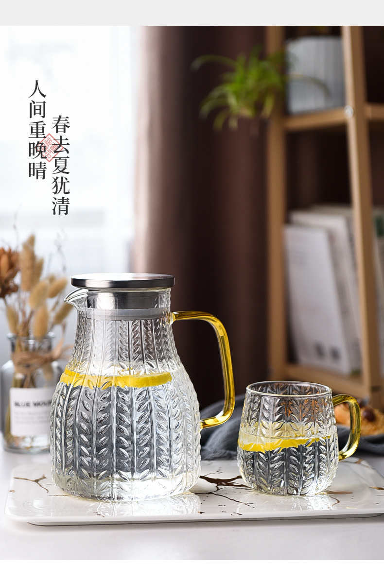 Glass ceramic story cold water kettle high - temperature creative household Nordic wheat grain cold boiled water kettle suits for