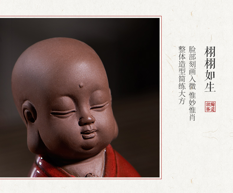 Ceramic creative young monk zen tea pet car furnishing articles coarse pottery tea for its ehrs playing manual its kung fu tea set