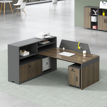 Finance Desk Chair Combo Screen Staff Position Modern Duo position with side cabinet Desk Office table