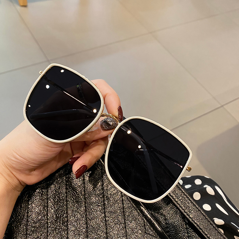 White frame sunglasses women's high-end ins big face thin 2022 new sunglasses summer sunscreen polarized glasses