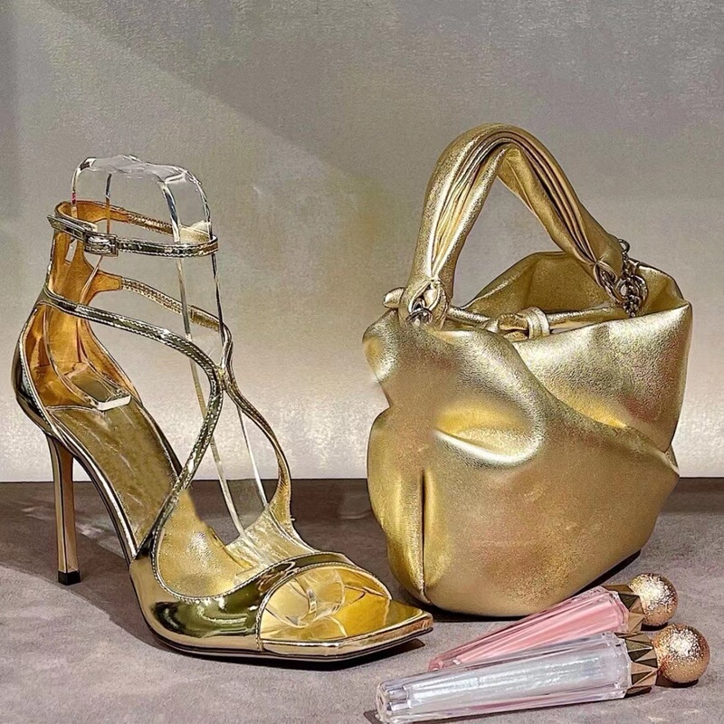 One-Strap Square-Toe Sandals for Women 2026 Summer New Style Internet Celebrity Fish Mouth Gold Stiletto Open-Toe Sexy High Heels