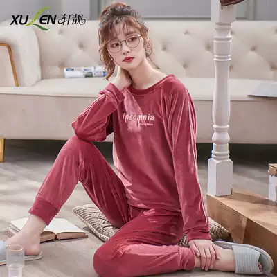 Pajamas women's autumn and winter coral velvet warm Korean version of large size can go out casual suit spring and autumn Island velvet home wear