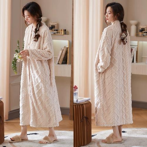 Фланелевый демисезонный коралловый банный халат, бархатная утепленная сексуальная пижама, 2025 года