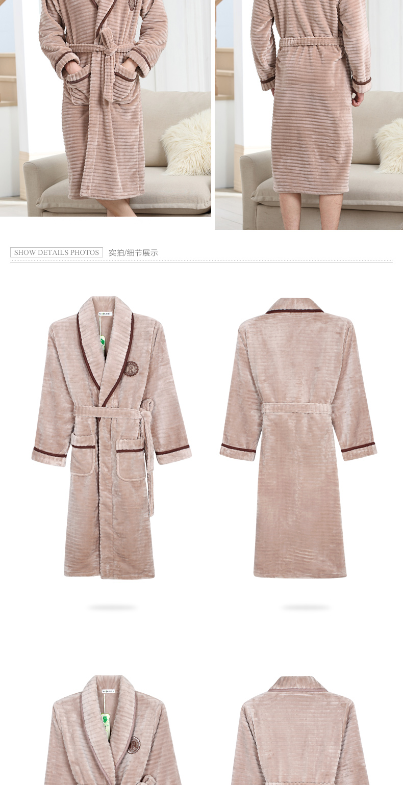 Mùa thu và mùa đông những người yêu thích flannel áo ngủ nam và nữ áo choàng tắm mùa đông dày đoạn dài áo choàng tắm san hô lông cừu kích thước lớn đồ ngủ - Night Robe đồ ngủ cặp
