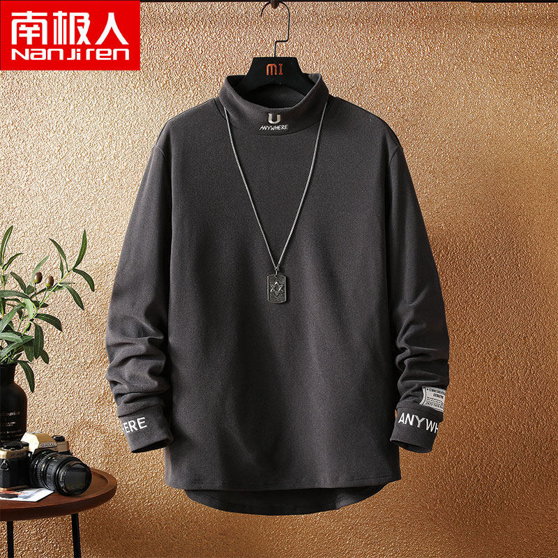 High collar thick cotton T man tide ins2022 new autumn and winter plus suede loose jacket spring autumn season tide card long sleeve blouse