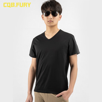 Wolf Warriors assault new summer cotton mens short sleeve T-shirt V-neck solid color breathable thin Joker slim dress shirt mens sweatshirt