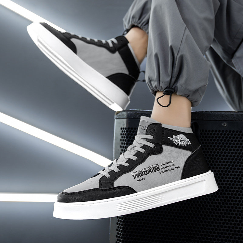 High-cylinder men's shoes aj2022 new spring Air Force One Korean version Trend 100 lap-board shoes casual shoes for men's wave shoes