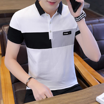 2019 new short sleeves T-shirt men trend handsome with collar clothes man summer with collar 100 lap half sleeve