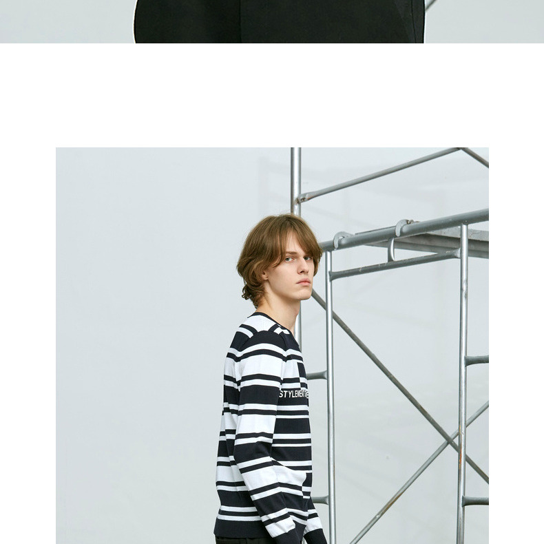Áo len nam mùa thu đông mới sọc cổ tròn áo len dài tay trẻ trung áo len áo len đường phố B - Kéo qua hoodie nam