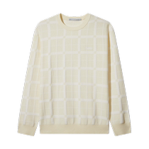 (Heating wool) Carbine checkerboard jacquard sweater for men 2024 autumn and winter new loose trendy knitted sweater