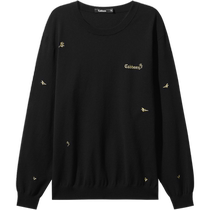 (Antibacterial) Carbine Warm Sweater Mens 2024 Autumn and Winter New Floral Embroidered Sweater Long-Sleeved Casual Sweater