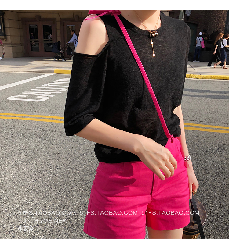 Xiao Yujia quần ống rộng nữ mùa hè 2019 mới dành cho nữ quần hot phiên bản Hàn Quốc của quần lửng ống rộng cạp cao - Quần short quần thể thao cho nữ