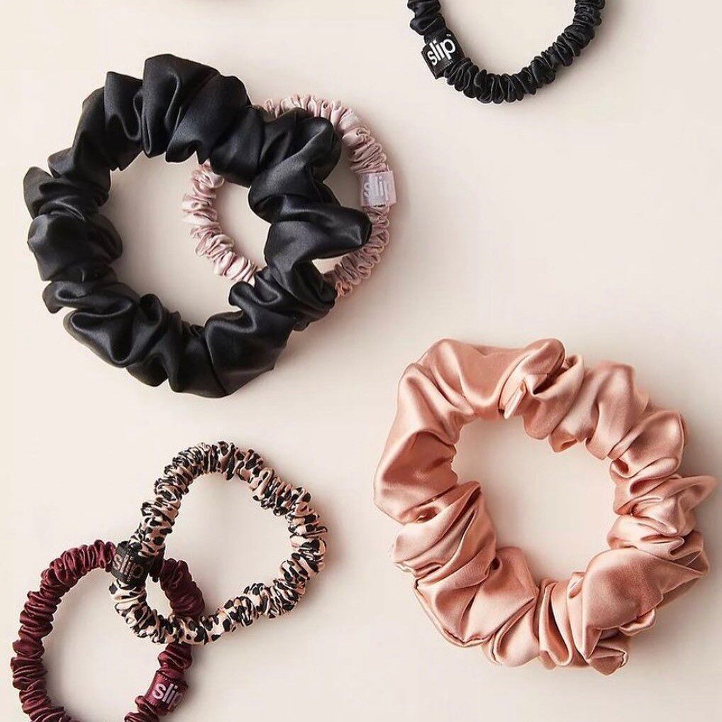 Slip silk hair rope head rope desert rose large intestine hair ring pink black champagne six pieces three sets of large, medium and small