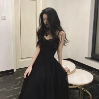 Châu Âu 2019 hè mới cho phụ nữ váy đen nhỏ retro siêu quậy có hương vị Hồng Kông - váy đầm váy elsa