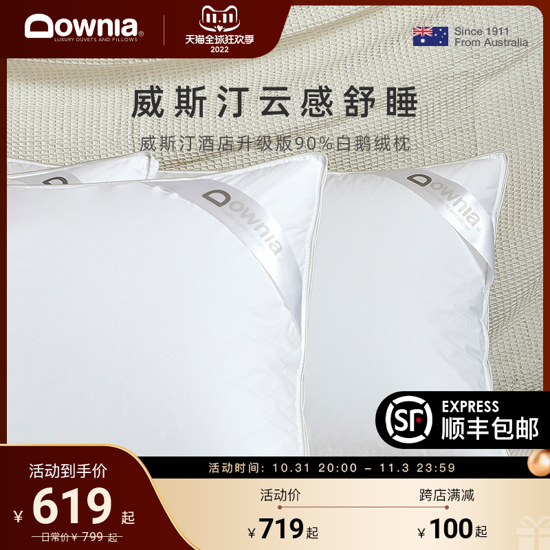 DOWNIA Westin five-star hotel down pillow 90 white goose down to help sleep three-dimensional high pillow