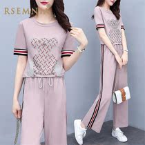 Rsemnia fashion suit women 2021 summer Foreign style casual wide leg pants loose fashion gentle style two-piece set