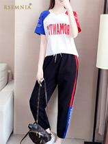 Rsemnia Korean New Sports Leisure set women short sleeve girl Street loose handsome fashion two-piece set