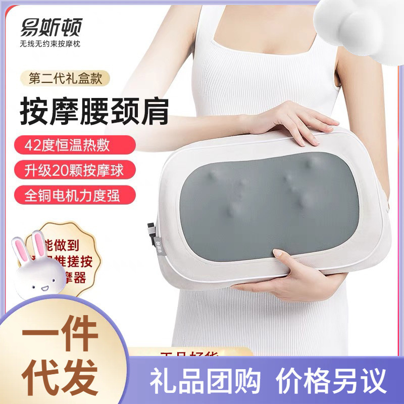 Easton Massager Yishusheng C5 Waist Massager for Spine, Shoulders, Neck, and Legs with Kneading and Heat Therapy, Simulates Human Hands to Relieve Fatigue, Cushion