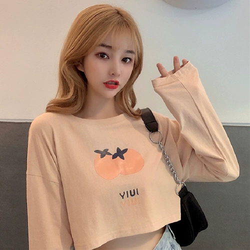 Хлопковый брендовый лонгслив, короткая куртка, коллекция 2021, в корейском стиле