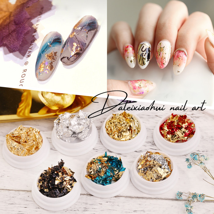 Nail jewelry gold leaf broken two-color platinum paper Internet celebrity new Japanese nail stickers Dalei Xiaohui professional decoration