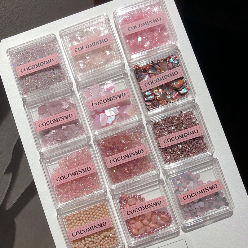 Pink Coral Sea Nail Art Material Package Set with Crushed Stones, Shells, Cloud Brocade, Opal, Glitter Powder, and Decorations Pink Coral Sea Nail Art Material Package Set with Crushed Stones, Shells, Cloud Brocade, Opal, Glitter Powder, and Decorations