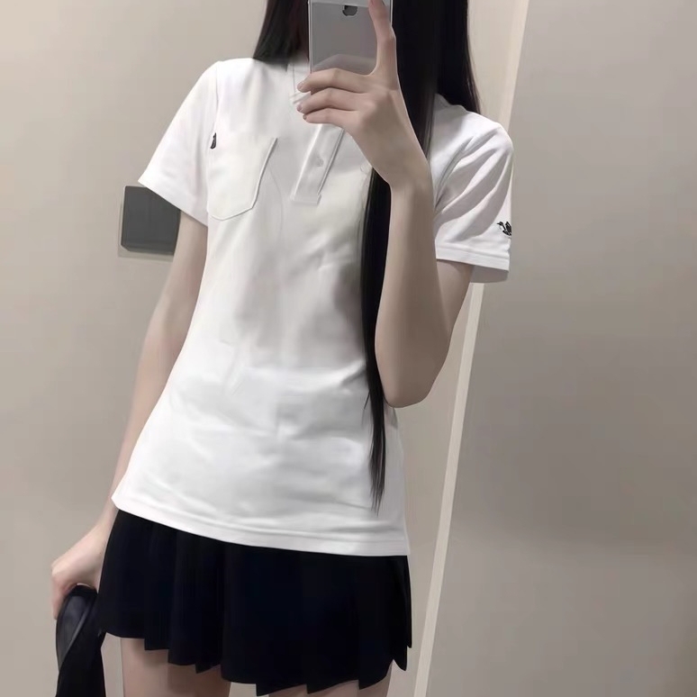 Goupupi Jk【Xiaogu】Original Polo Shirt for Women, Japanese School Style, Basic Short-Sleeve T-Shirt for Summer