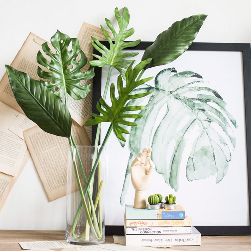 Miyang feel simulation turtle back leaf bird of paradise turtle back taro green plant vase flower arrangement modern minimalist plant ornament