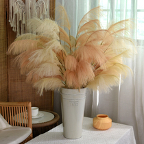 Simulated reed flower fake dried flower pink large pampas grass feather bouquet living room interior decoration window floor decoration