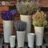 Miyang floor-standing flower bucket white old iron bucket Large long iron bucket Florist flower tube vase decorative flower device