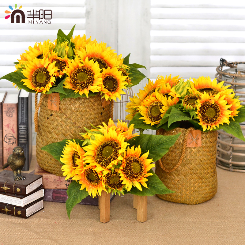 (Anyang) emulated flower bouquet sunflower Sunflower False floral floral decoration Living room Bedroom dining room Dining Room Home Swing