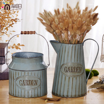 (Mi Yang) American retro tin bucket iron bucket flower pot flower pot flower pot flower pot flower decoration home decoration