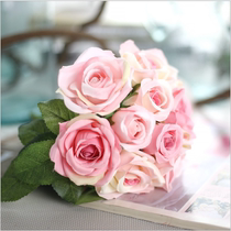 Simulation rose Handbook pastoral home living room high-end ornaments decoration single artificial flower fake silk flower