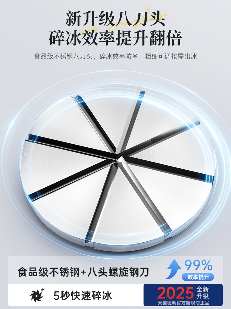 Ice Crusher, Shaved Ice Machine, Commercial Ice Blender, Continuous Ice Machine, Small Smoothie Machine, Fully Automatic for Milk Tea Shop