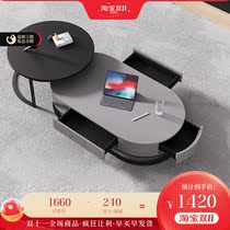 Retractable round coffee table Italian minimalist modern small apartment living room home Nordic minimalist tea table TV cabinet set