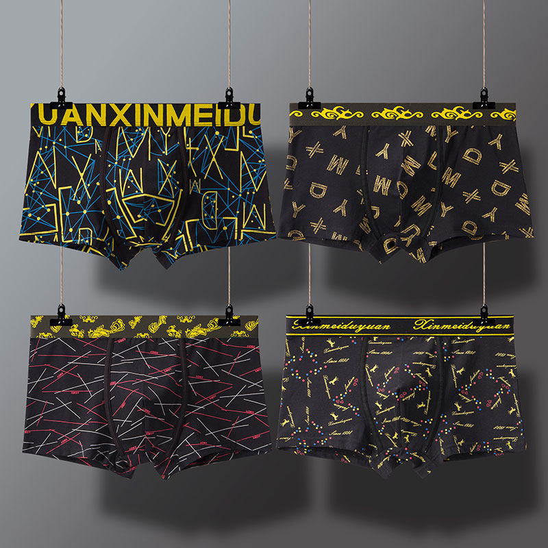 Men's underwear men's boxer cotton 2 two-pack breathable youth tide personality cotton shorts head autumn and winter LM